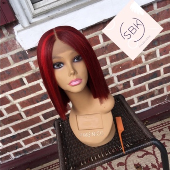 Virgin Brazilian RED Glueless  Lace Closure Wig - Picture 1 of 4
